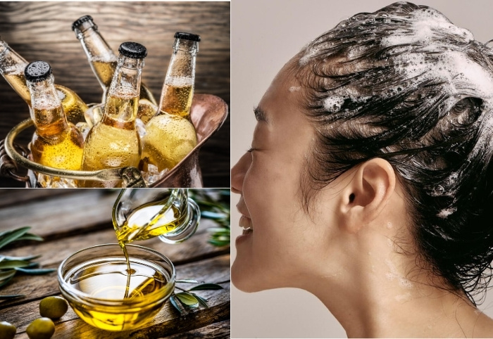cách chăm sóc da đầu bằng dầu ôliu, vitamin B1,Bia tươi